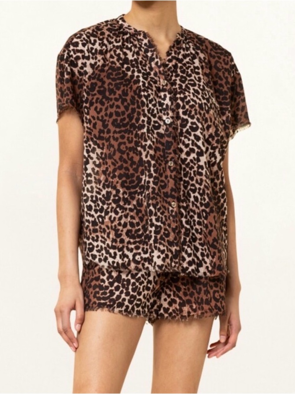 Love Stories Leopard Print Button Front Blouse - Brown & Black
